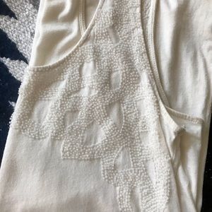 Cream tank with beading detail